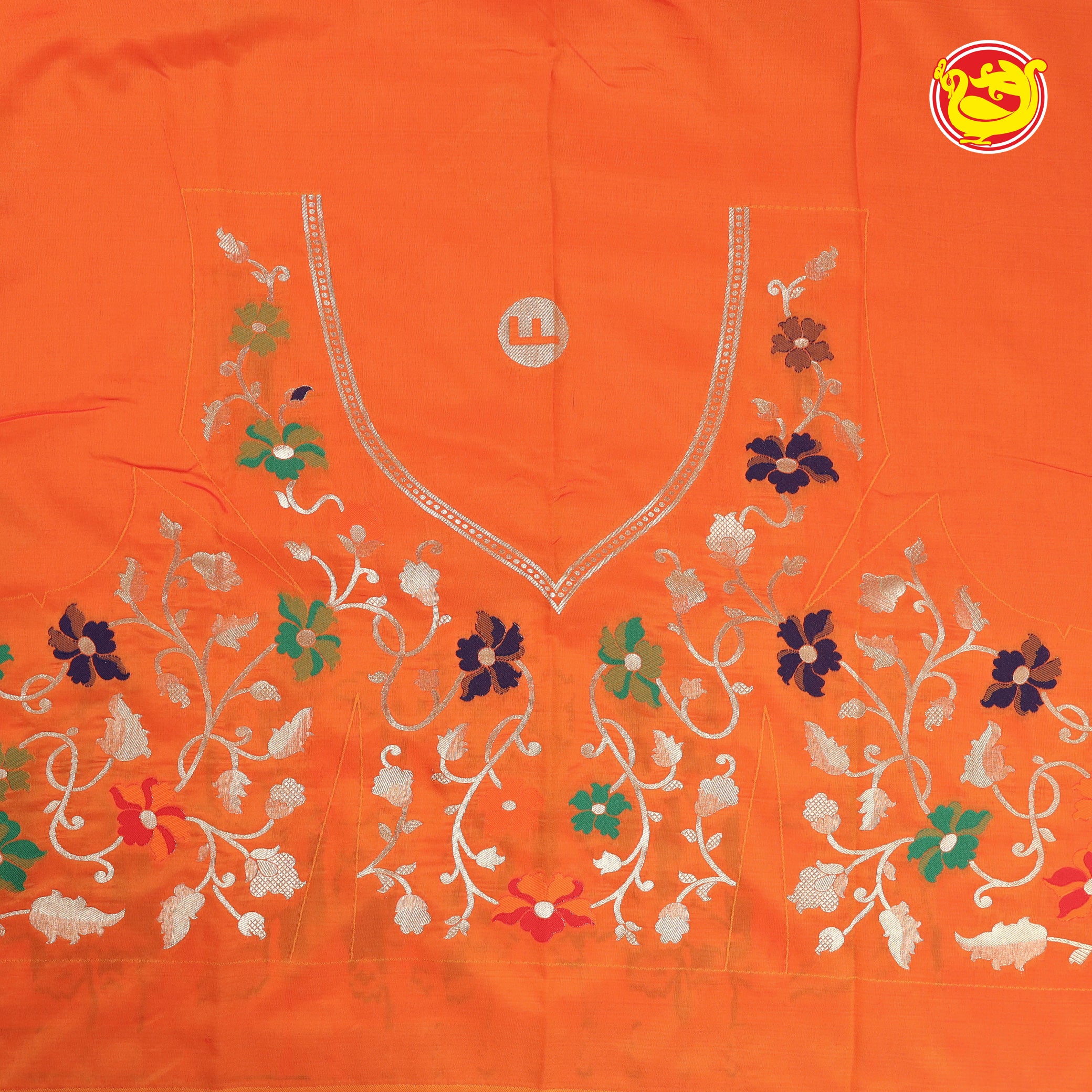 Orange paithani art silk saree with paithani woven blouse