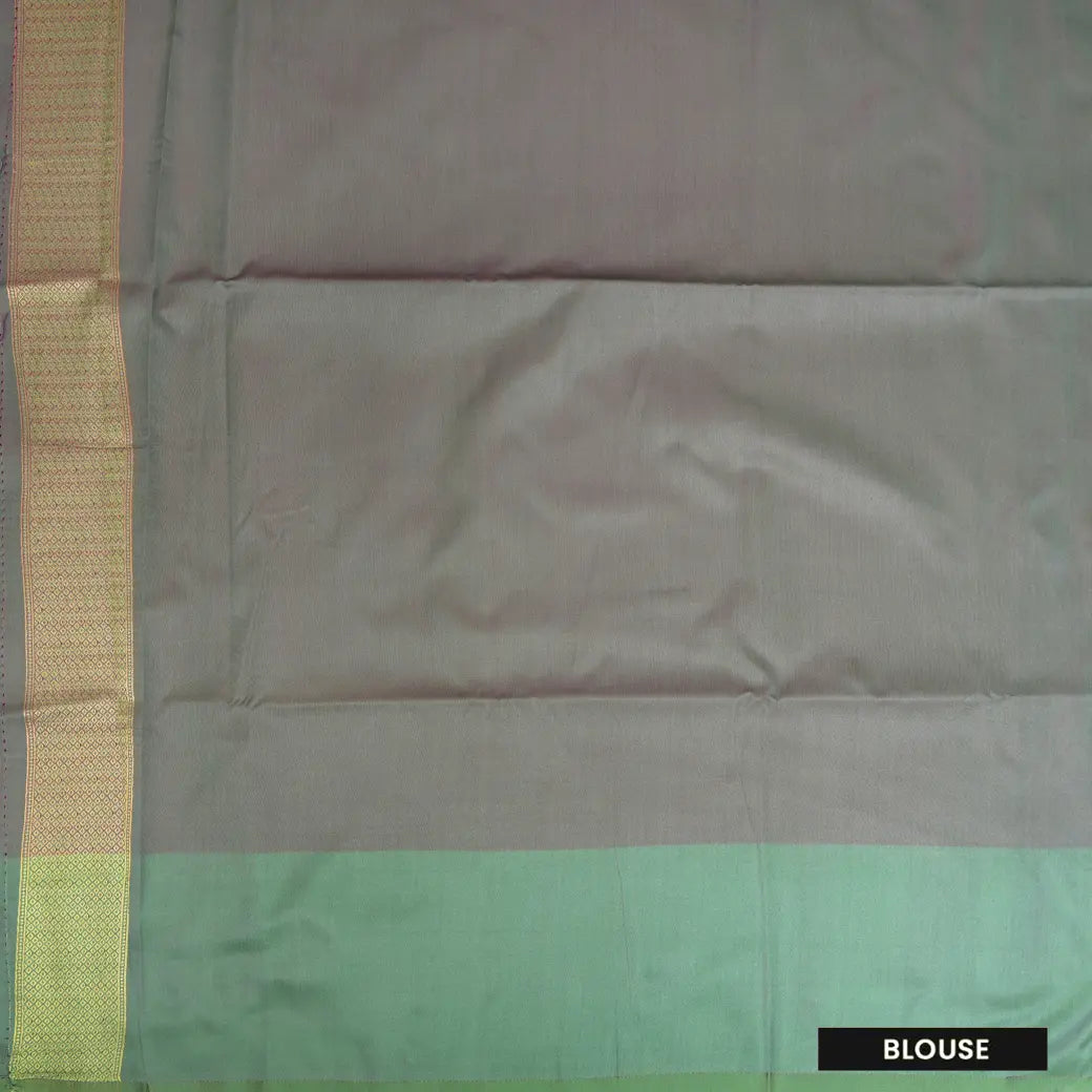 Magenta  With Green Copper Zari Border Soft Silk Saree