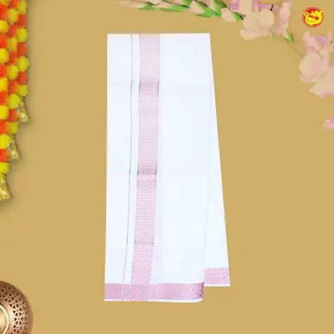 Light Pink Colour Readymade Shirt And Matching Border Dhoti Set for Men