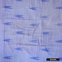 Light Blue With Royal Blue Trendy Linen Saree