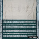 off-white with deep green Premium Quality Kalyani Cotton Saree