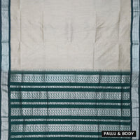off-white with deep green Premium Quality Kalyani Cotton Saree