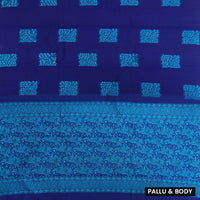 Dark Indigo Blue With Green Zari  Silk Cotton Saree