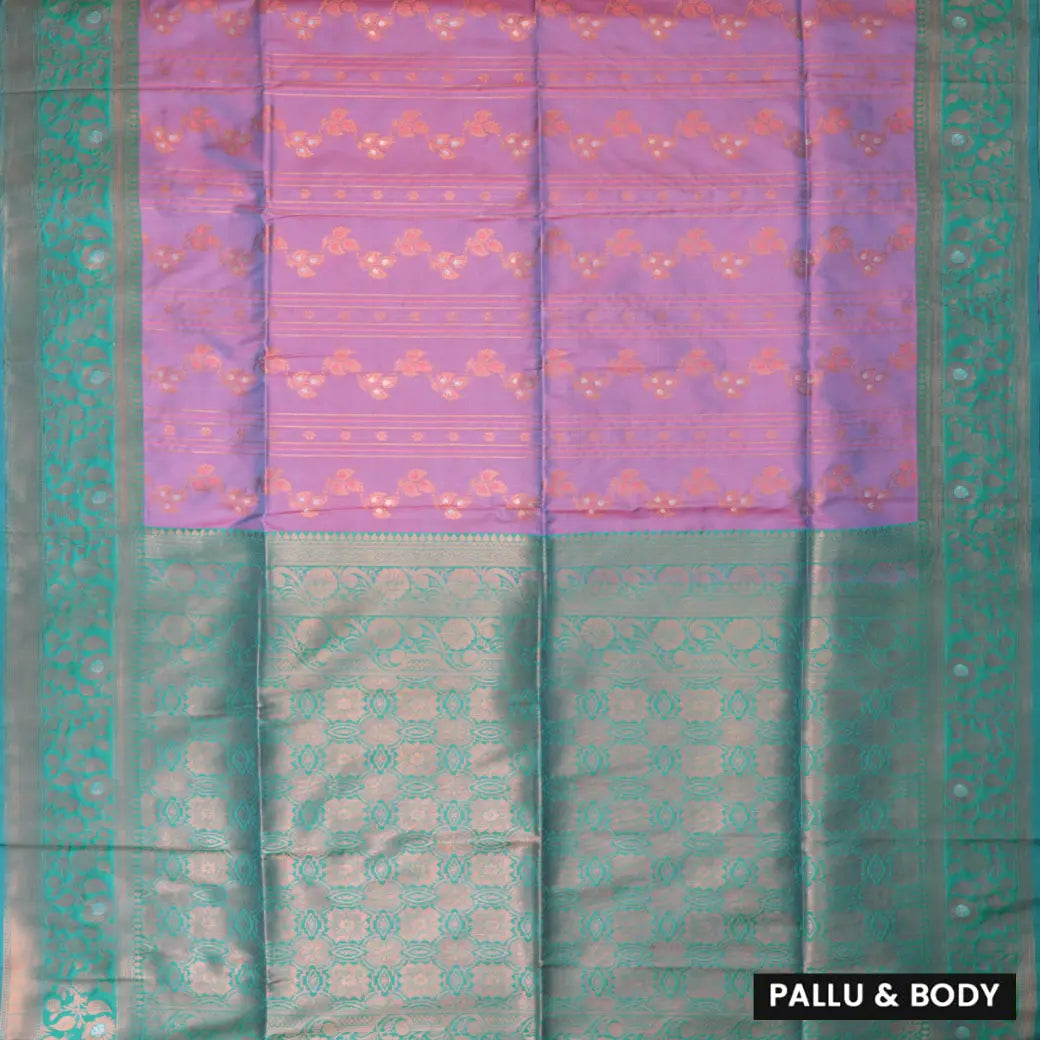 lavender and teal Soft Silk Saree