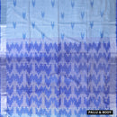 Light Blue With Royal Blue Trendy Linen Saree