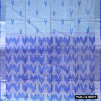 Light Blue With Royal Blue Trendy Linen Saree