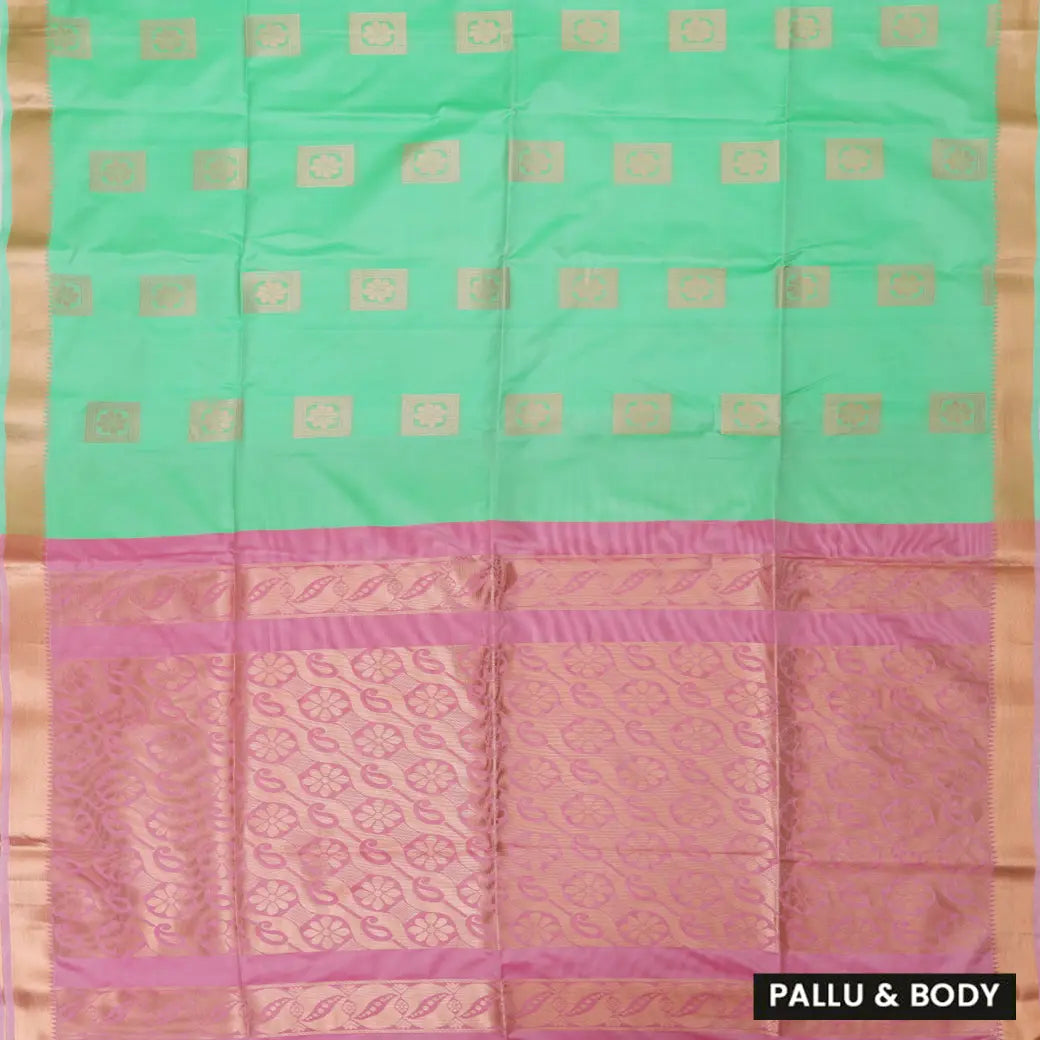 PISTA GREEN  with  BABY PINK Soft Silk Saree