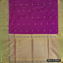 Magenta  With Green Copper Zari Border Soft Silk Saree