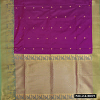 Magenta  With Green Copper Zari Border Soft Silk Saree