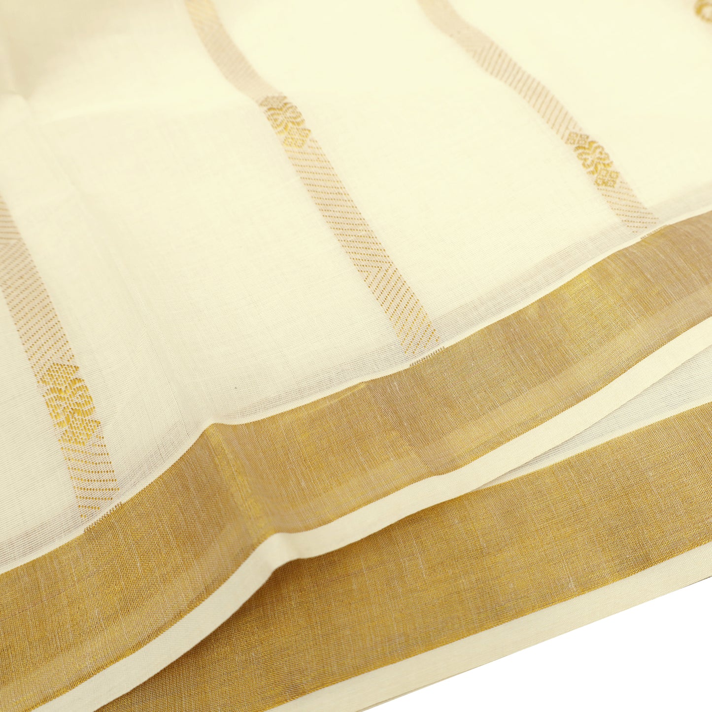 Off White With Metallic Gold Zeri  Checked traditional kerala onam saree