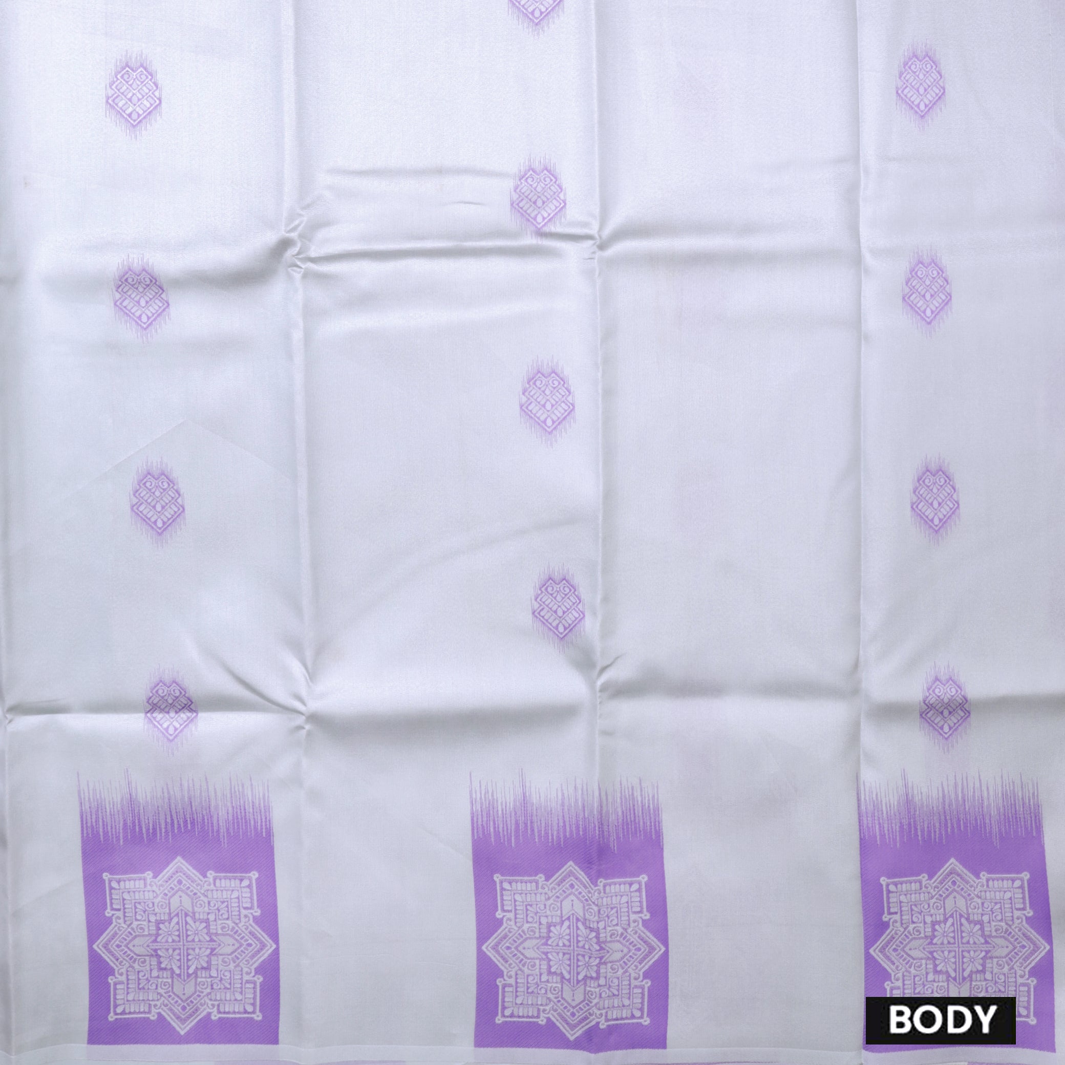 Grey with Lavender Litchi Silk Saree