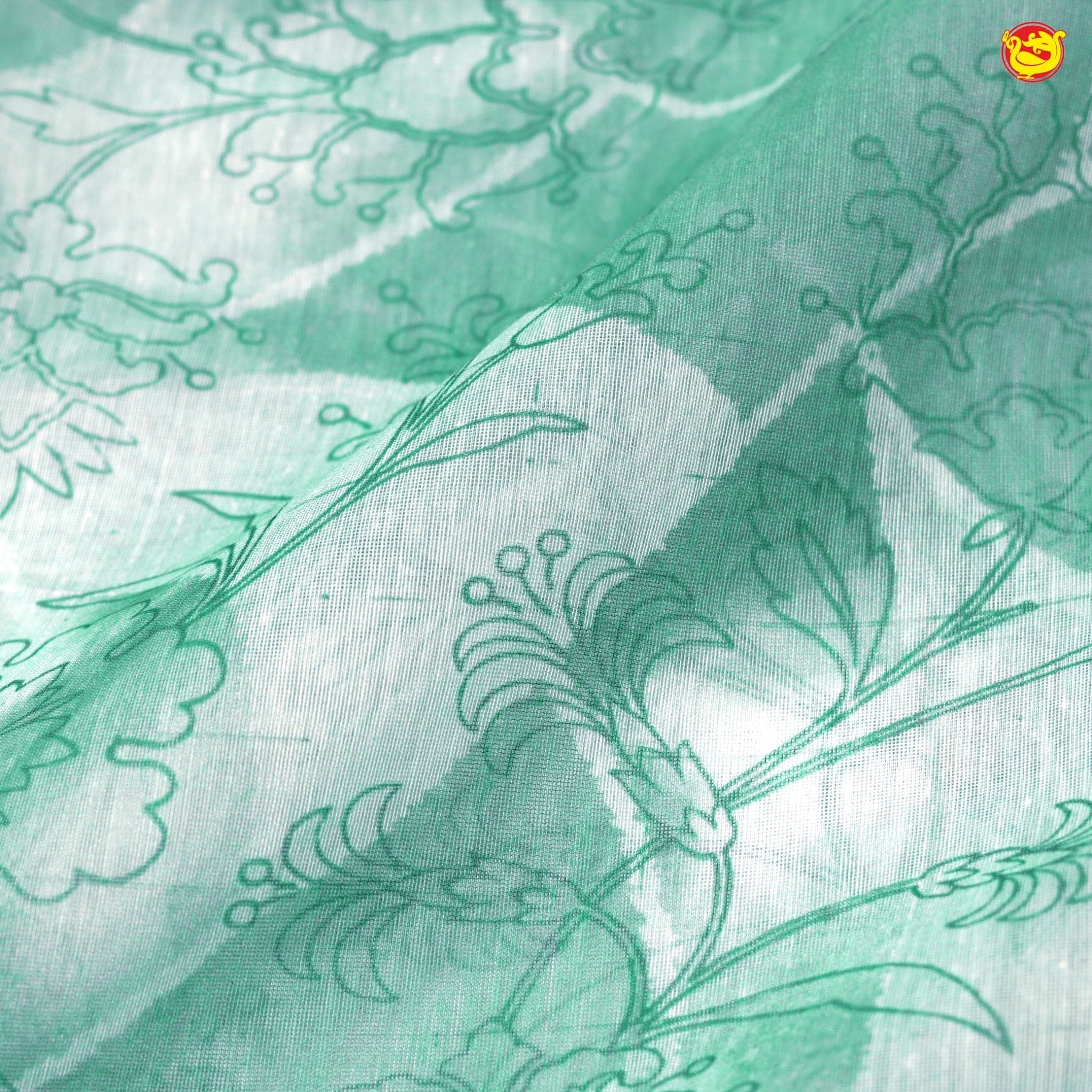 Unique Peacock Green With Raisin Purple Chanderi Silk Saree with Floral Design and Copper Zari Border - Thenianantham