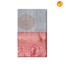 Light Grey with Red Soft Silk Saree