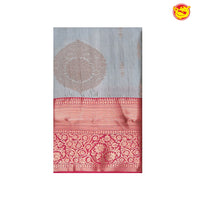 Light Grey with Red Soft Silk Saree