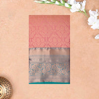 Dark PeachWith Green Wedding Silk Saree