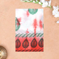 red, orange, white, and green Sungudi Cotton Saree without Blouse