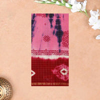 Multicolored,pink and redSungudi Cotton Saree without Blouse