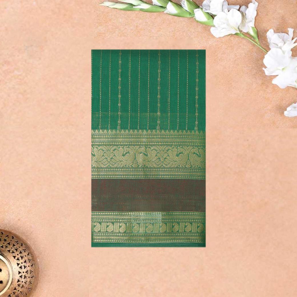 Light Green With Copper Zeri  Pure Cotton Saree