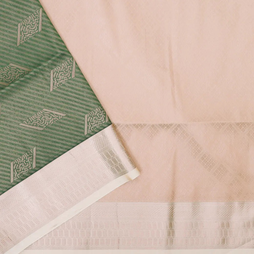 Sea Green With light beige Soft Silk