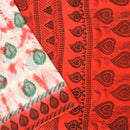 red, orange, white, and green Sungudi Cotton Saree without Blouse