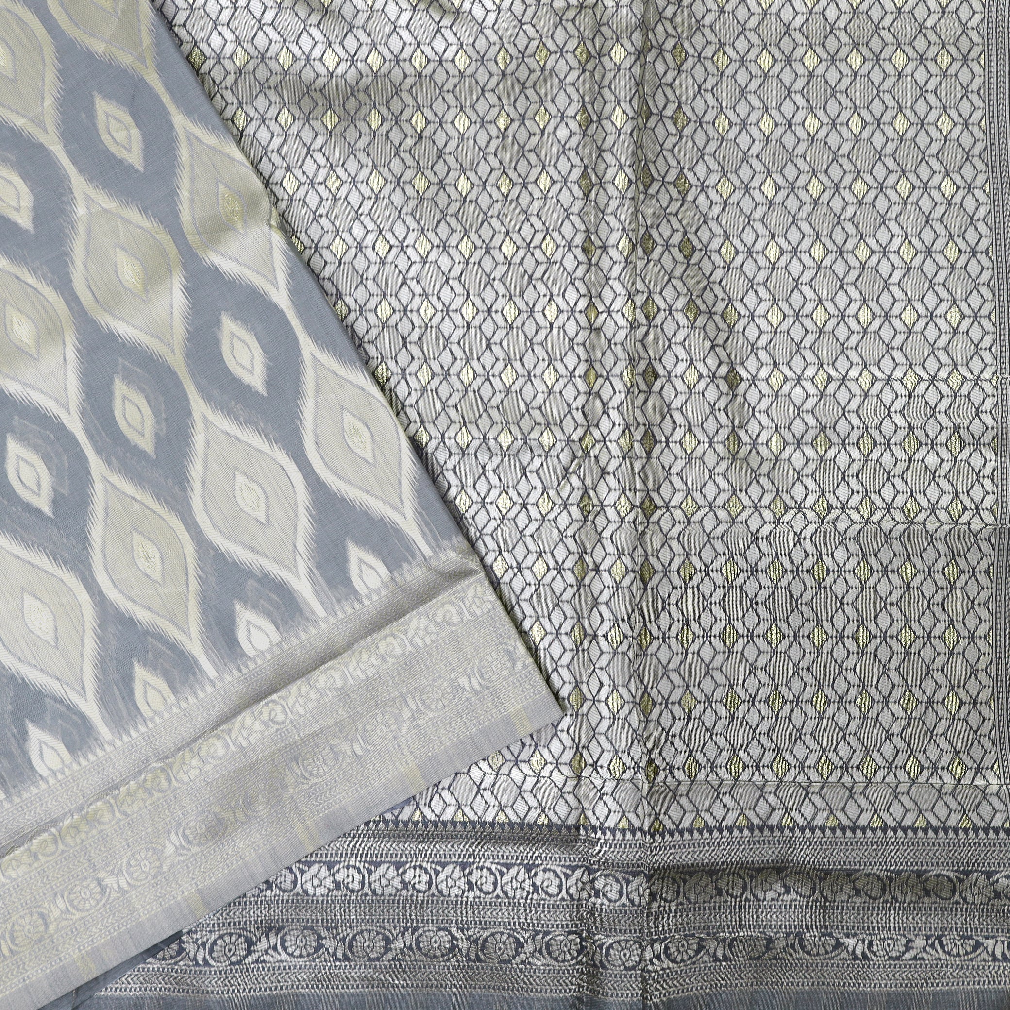 Grey Colour Fancy Weaving Saree