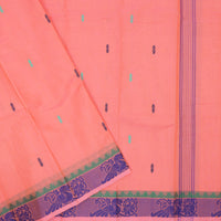 Orange With Blue Pure Chettinad Cotton Saree without Blouse