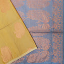 LIGHT YELLOW with  GREY Soft Silk Saree
