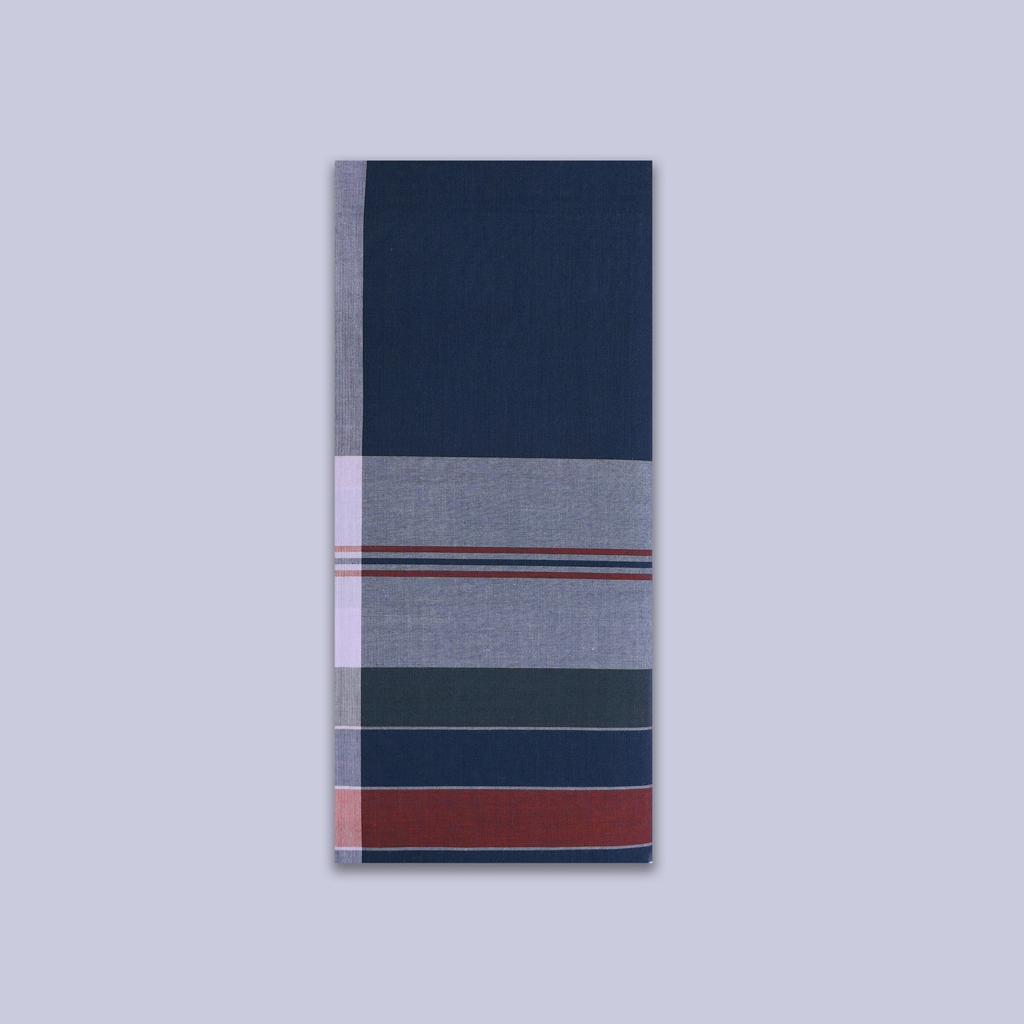 Men’s Navy Blue With Grey Checked Cotton Stitched Lungi