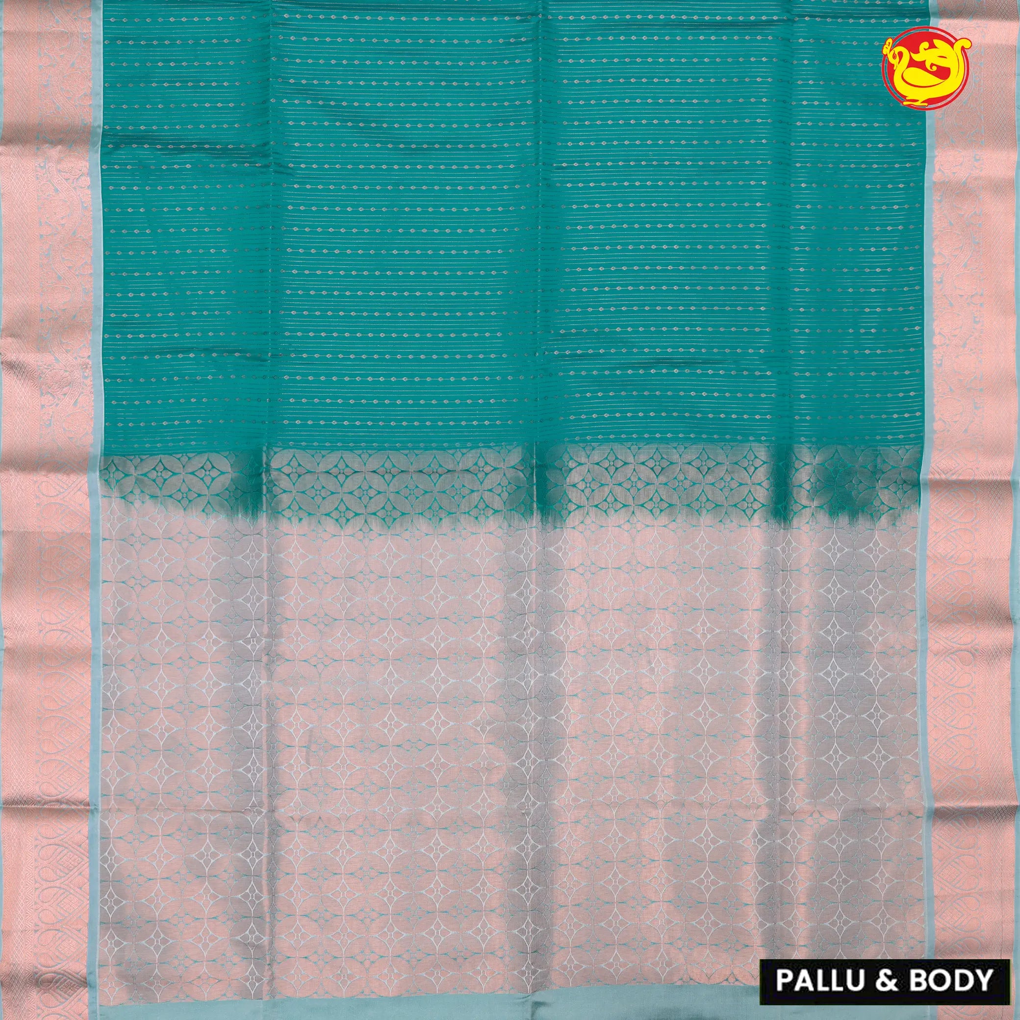 Rama green with greyish blue semi soft silk saree