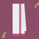 White with  Red Border Single Layer Cotton Men’s Dhoti