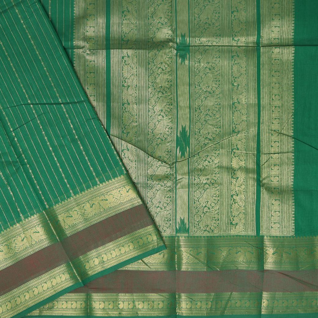 Light Green With Copper Zeri  Pure Cotton Saree