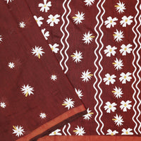 Brown Linen Cotton Saree with Contrast Blouse