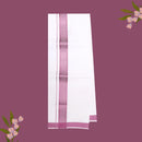 White with Pink Fancy Jari Border Single Layer Cotton Men’s Dhoti