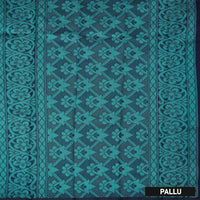 Block With Green Silk Cotton Saree Without Border