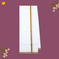 White with OLIVE GREEN Fancy Border Single Layer Cotton Men’s Dhoti