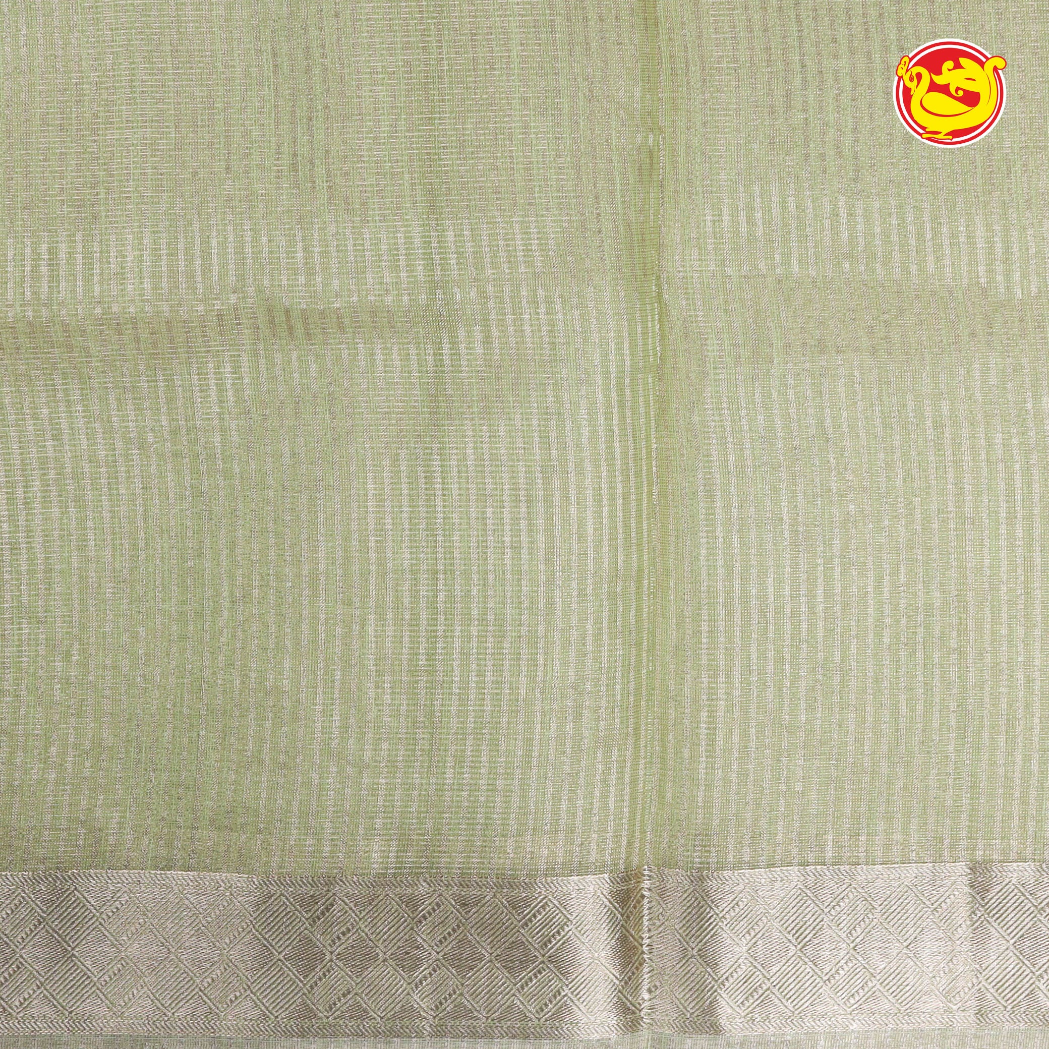 green linen cotton saree with embroidery