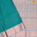 Rama green with greyish blue semi soft silk saree