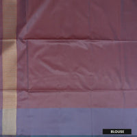 Red With Lavender Copper Zari Border Soft Silk Saree