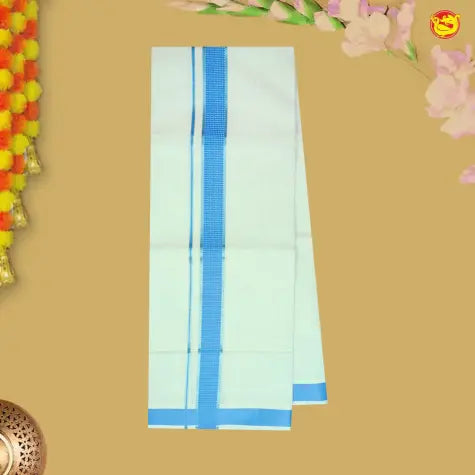 Royal Blue Colour Readymade Shirt And Matching Border Dhoti Set for Men