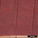 Green with Maroon priented  floral design Semi Chanderi  Saree