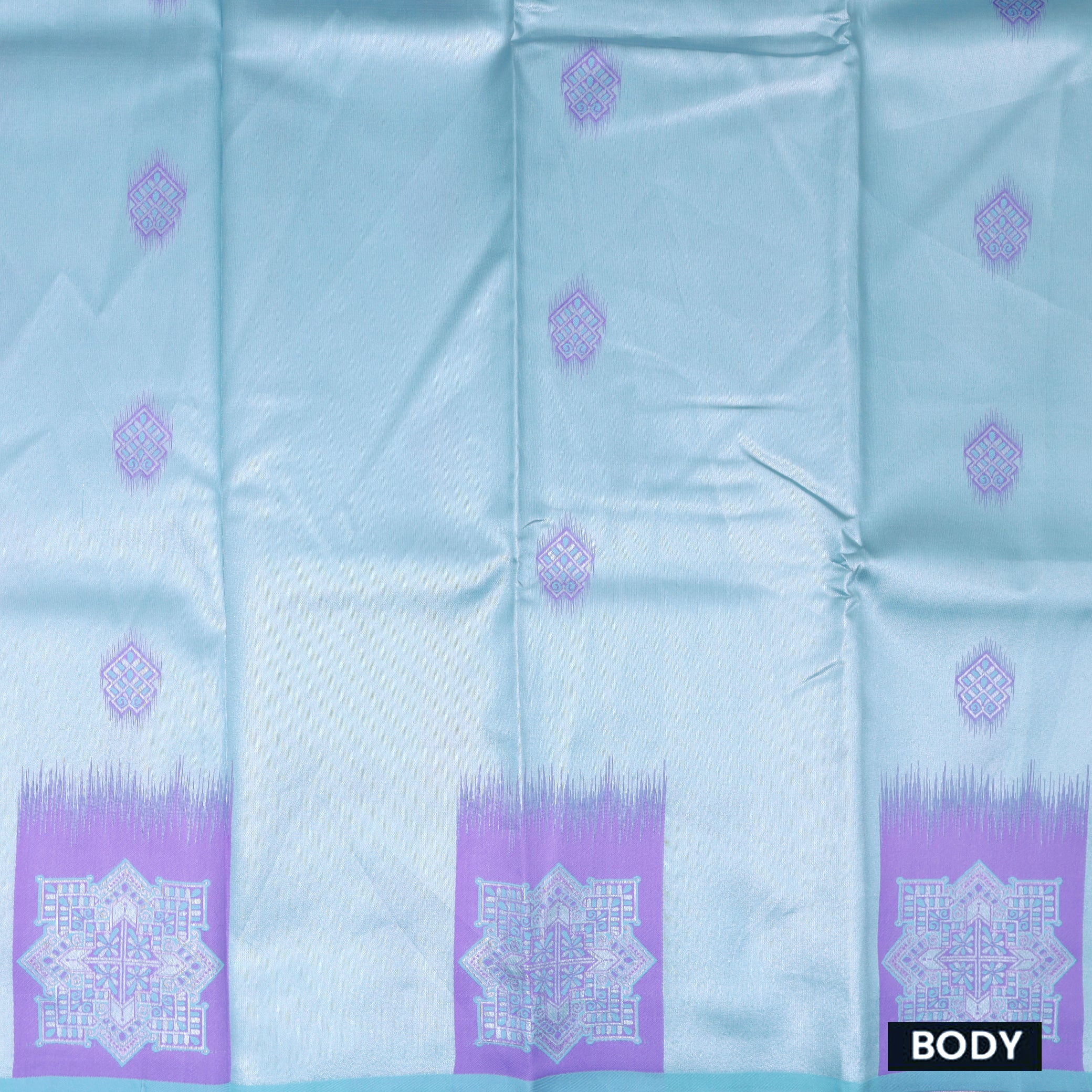 Light Blue with Lavender Litchi Silk Saree