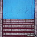 Sky Blue With Wine Red Premium Quality Kalyani Cotton Saree