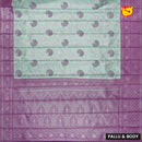 Ice Green with Magenta Floral Motifs Kubera Pattu Saree