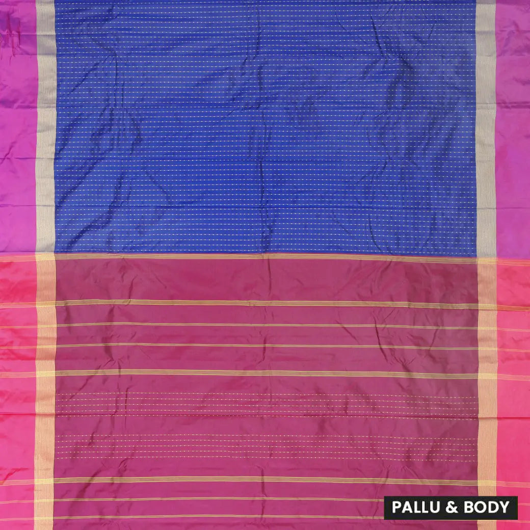 Royal Blue With Magenta Pink Arani Silk Saree