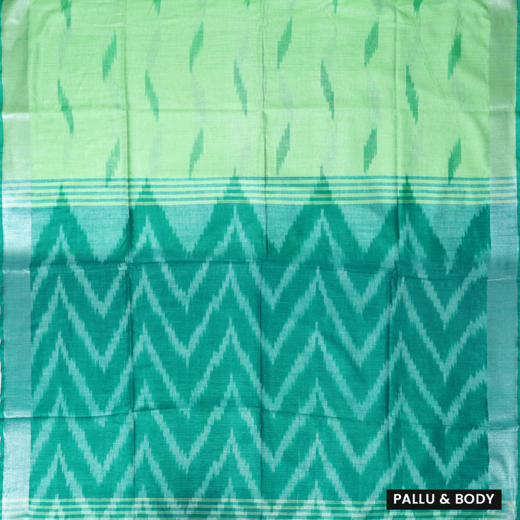 Light Green With Dark Green Trendy Linen Saree
