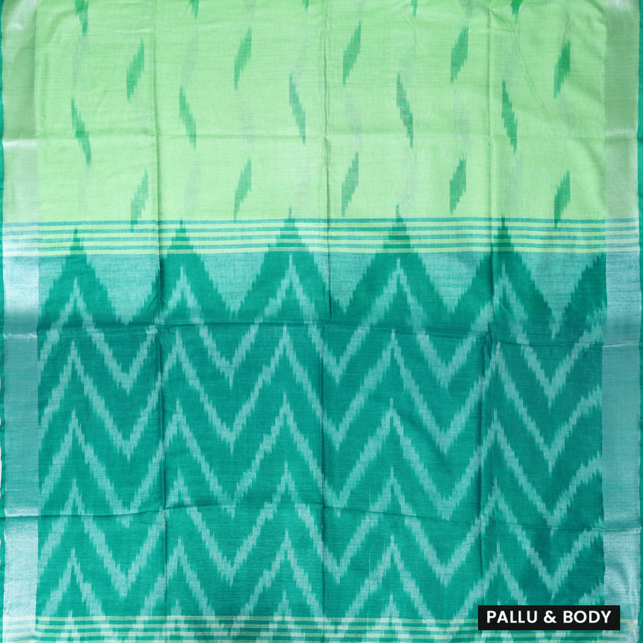Light Green With Dark Green Trendy Linen Saree