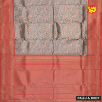 Beige with Red Tissue Semi Silk Saree