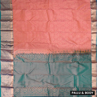 Dark PeachWith Green Wedding Silk Saree