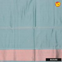 Rama green with greyish blue semi soft silk saree