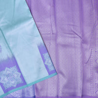 Light Blue with Lavender Litchi Silk Saree